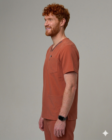 The duo-trim V-neck