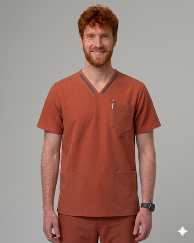The duo-trim V-neck