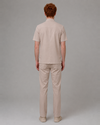 The duo-trim V-neck