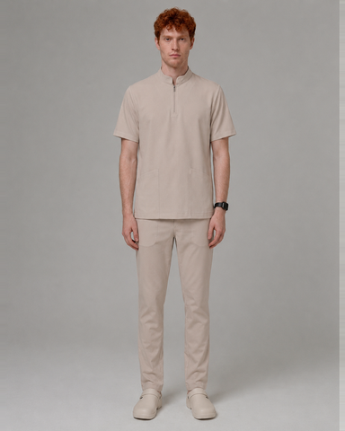 The duo-trim V-neck